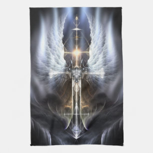 Heavenly Angel Wing Cross Fractal Kitchen Towel Theedoek