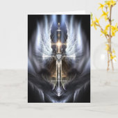 Heavenly Angel Wing Cross Fractal Wenskaart Kaart (Gele Bloem)