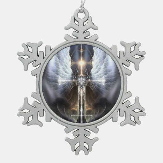 Heavenly Angel Wing Cross Snowflake Ornament (Voorkant)