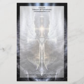 Heavenly Angel Wing Cross Stationery met Border Briefpapier (Voorkant)