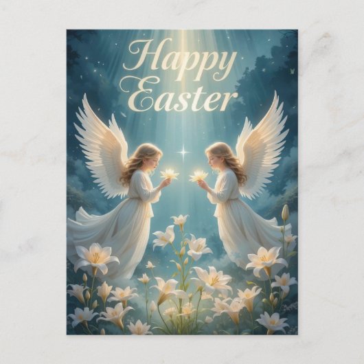 Heavenly Angelic Easter Spiritueel Happy Easter Feestdagenkaart (Voorkant)