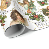 Heavenly  Angels, Holly & Music Collage Cadeaupapier (Rol Hoek)