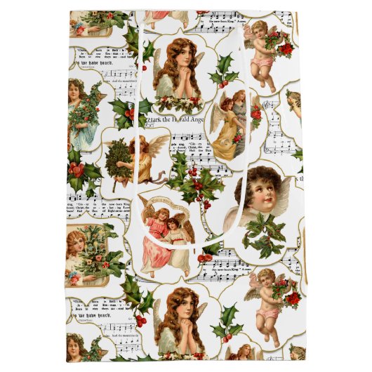 Heavenly  Angels, Holly & Music Collage Medium Cadeauzakje (Achterkant)
