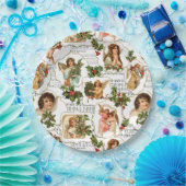 Heavenly  Angels, Holly & Music Collage Papieren Bordje (Feest)