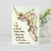 Heavenly Angels met Gezegde van Comfort Sketch Feestdagenkaart (Staand voorkant)