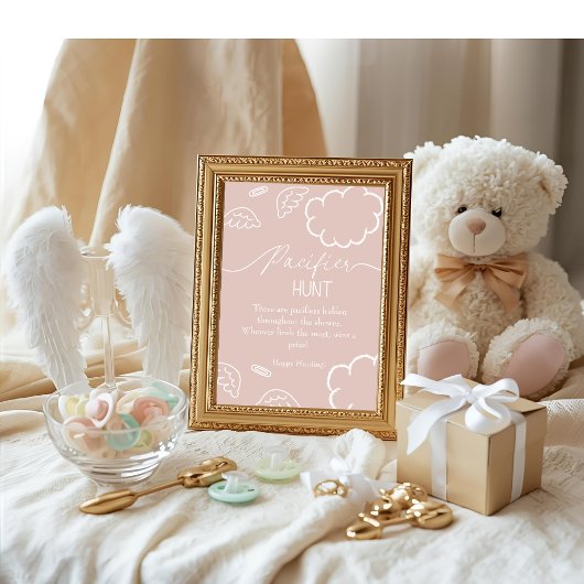 Heavenly baby shower Pink Pacifier Hunt game Kaart