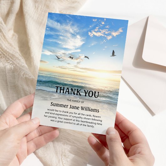 Heavenly Beach Scene | Funeral Bedankt voor je kaa Aankondiging