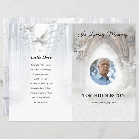 Heavenly Begrafenisprogramma Sjabloon (Voorkant / Achterkant)