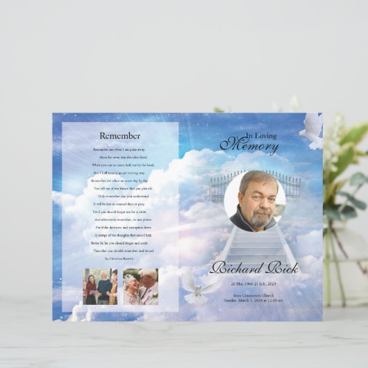 Heavenly Begrafenisprogramma Sjabloon (Staand voorkant)