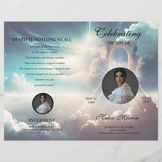 Heavenly Begrafenisprogramma Sjabloon (Voorkant)