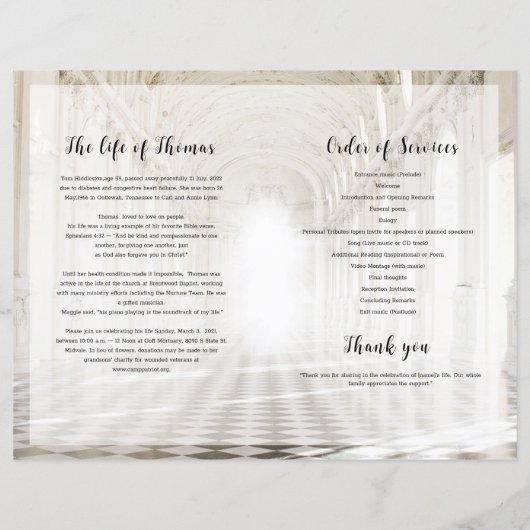 Heavenly Begrafenisprogramma Sjabloon (Achterkant)