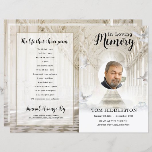 Heavenly Begrafenisprogramma Sjabloon (Voorkant / Achterkant)