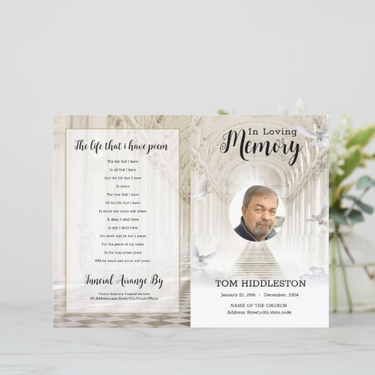 Heavenly Begrafenisprogramma Sjabloon (Staand voorkant)