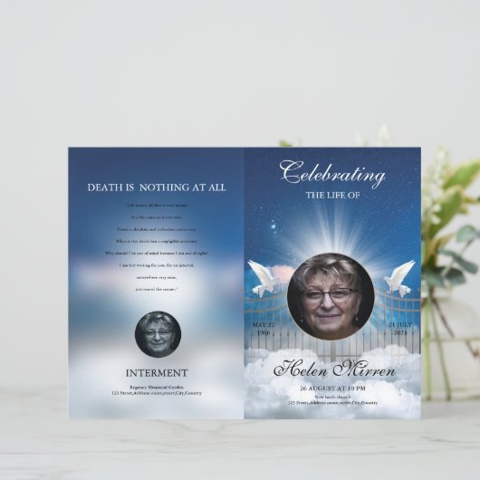 Heavenly Begrafenisprogramma Sjabloon (Staand voorkant)