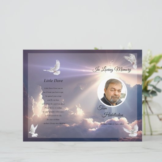 Heavenly Begrafenisprogramma Sjabloon (Staand voorkant)