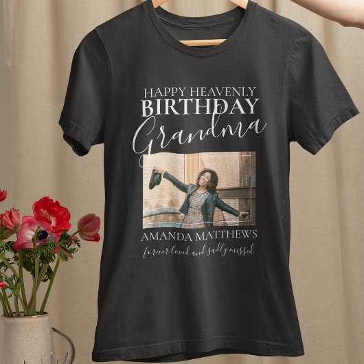 Heavenly Birthday oma | Foto Memorial T-Shirt