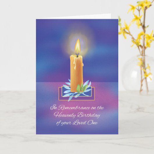 Heavenly Birthday Religious Shining Lighting Candl Kaart (Gele Bloem)