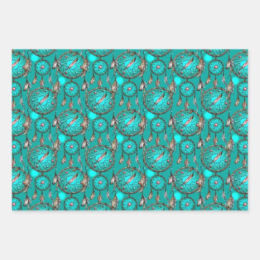 Heavenly Blue Dream Catcher Pattern Inpakpapier Vel (Voorkant)