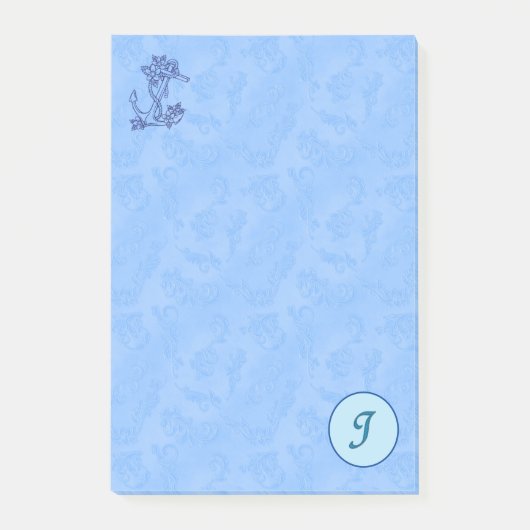Heavenly blue Monogram (A-Z) Post-it Notes (Voorkant)
