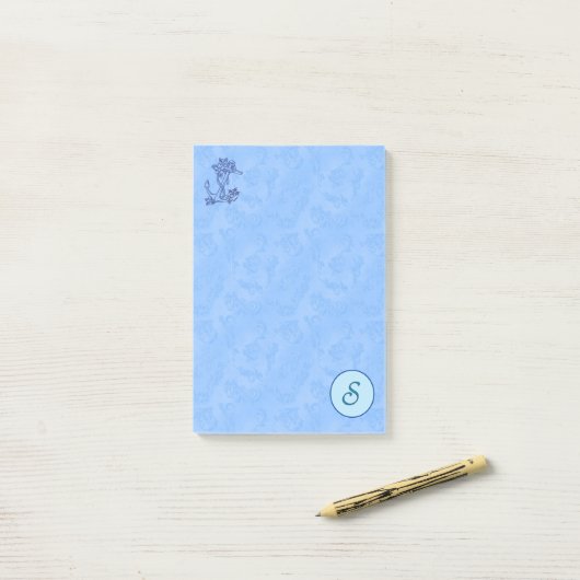 Heavenly blue Monogram (A-Z) Post-it Notes (Op bureau)