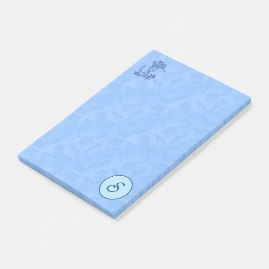 Heavenly blue Monogram (A-Z) Post-it Notes (Schuin)