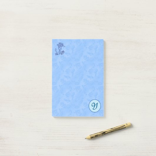 Heavenly blue Monogram (A-Z) Post-it Notes (Op bureau)