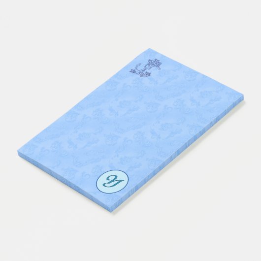 Heavenly blue Monogram (A-Z) Post-it Notes (Schuin)