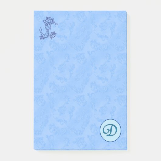 Heavenly blue Monogram (A-Z) Post-it Notes (Voorkant)