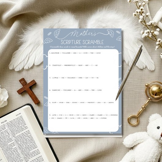 Heavenly Blue Mother's Scripture Scramble Game Kaart