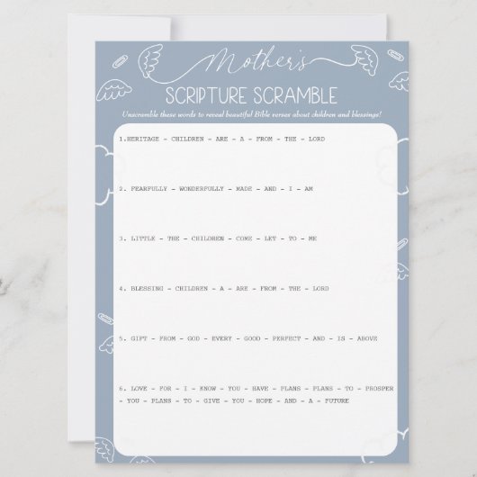 Heavenly Blue Mother's Scripture Scramble Game Kaart (Voorkant)