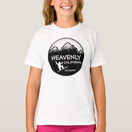 Heavenly California meisjes snowboard kunst zwart T-shirt (Voorkant)
