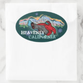 Heavenly California snowboarder versnipperde stick Ovale Sticker (Tas)
