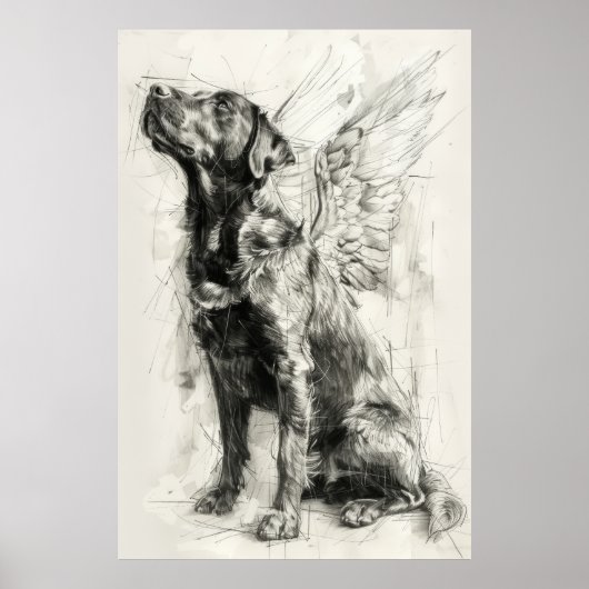 Heavenly Canine with Angel Wings Profiel Poster (Voorkant)