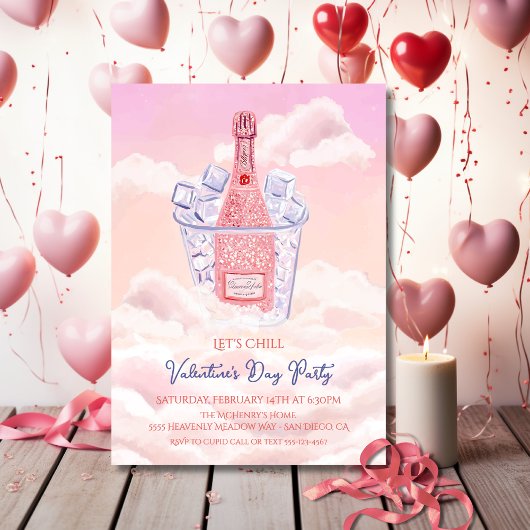 Heavenly Champagne Bucket Valentine's Party Kaart