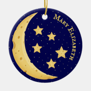 Heavenly Cheese Moon & Stars Custom Sweet Baby Keramisch Ornament