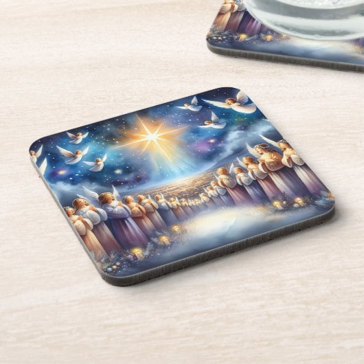 Heavenly Choir Under Star of Bethlehem Bier Onderzetter (Linkerzijde)