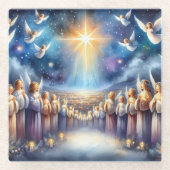 Heavenly Choir Under Star of Bethlehem Glazen Onderzetter (Voorkant)
