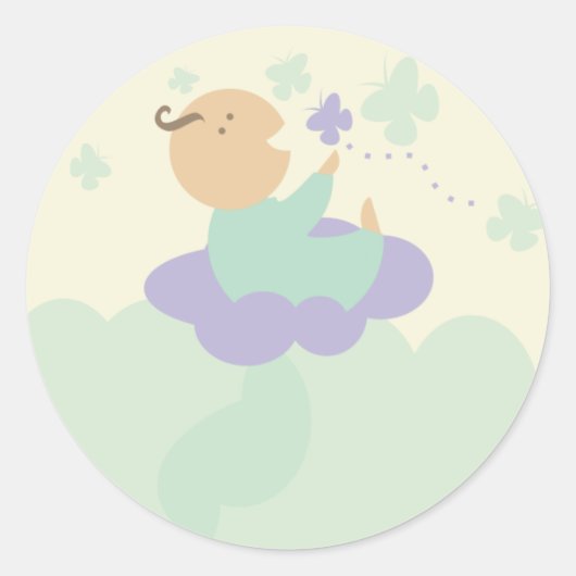 Heavenly Cloud baby Producten Verpakking Cadeausti Ronde Sticker (Voorkant)
