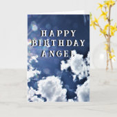 Heavenly Clouds  "Happy Birthday" "Angel" Kaart (Gele Bloem)