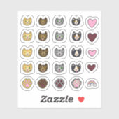 Heavenly Cute Hand Drawn Cat Faces Sticker Pack (Vel)