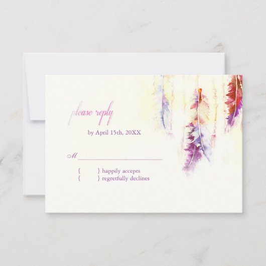 Heavenly Feathers Boho Wedding RSVP (Voorkant)