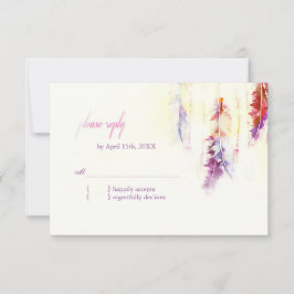 Heavenly Feathers Boho Wedding RSVP Kaartje