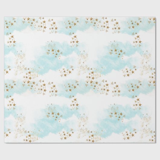 Heavenly Gold Star Dust Angel Clouds Gift Wrap Cadeaupapier (Vlak)