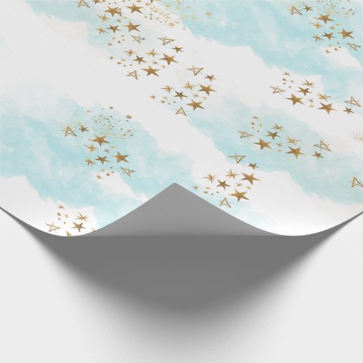 Heavenly Gold Star Dust Angel Clouds Gift Wrap Cadeaupapier (Hoek)