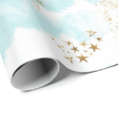 Heavenly Gold Star Dust Angel Clouds Gift Wrap Cadeaupapier (Rol Hoek)