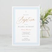 Heavenly Grace Baptism Invitation (Blue) Kaart (Staand voorkant)
