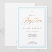 Heavenly Grace Baptism Invitation (Blue) Kaart (Voorkant / Achterkant)