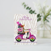 Heavenly Handbags met kerstMode Zebra Paars Briefkaart (Staand voorkant)