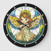 Heavenly Hues" - Glas in lood Angel Wall Grote Klok (Voorkant)