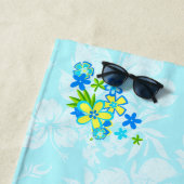 Heavenly Hula Hawaiian Hula Girl Turq Hibiscus Strandlaken (In situ)